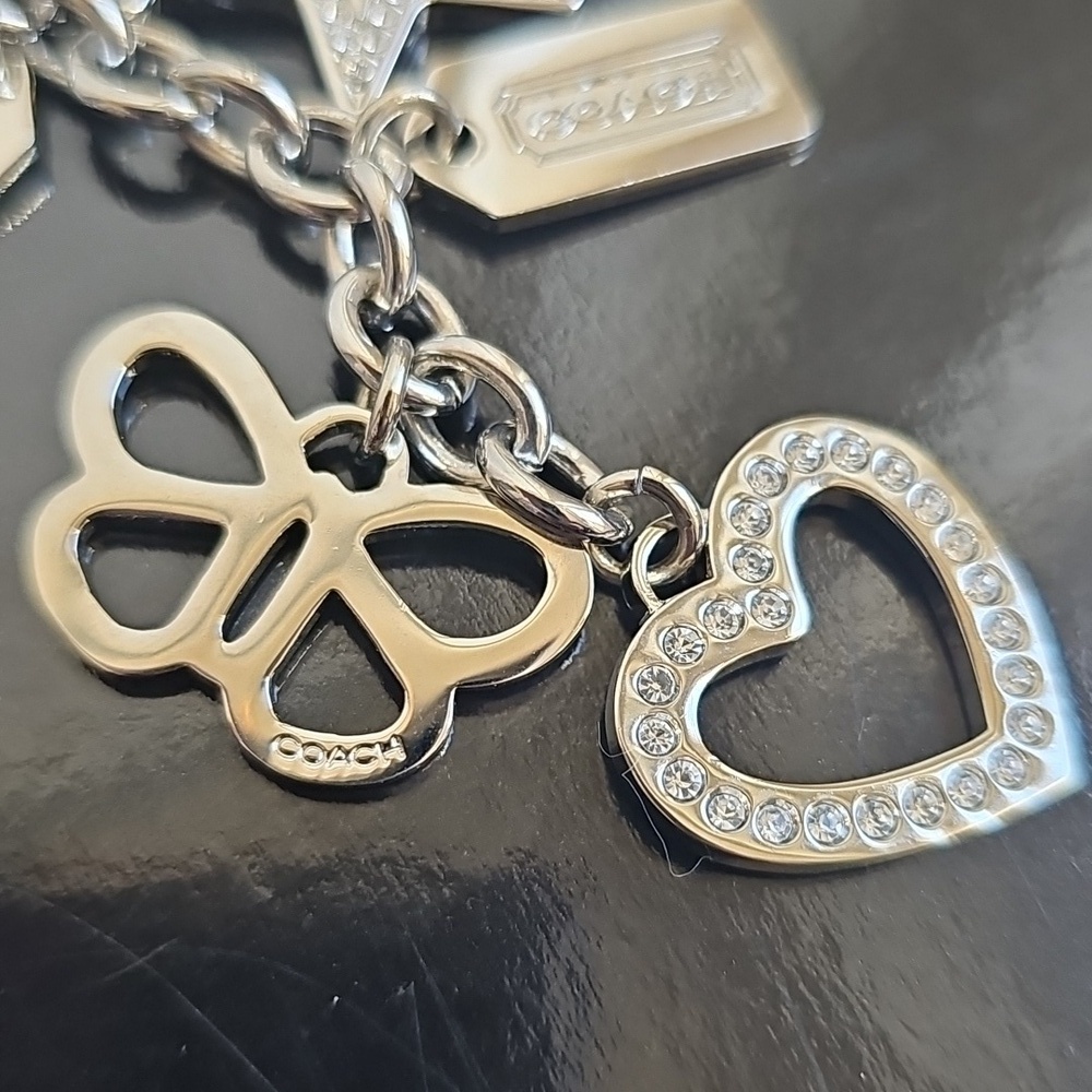 Coach NWOT Silver Keychain with Heart, Star, and Butterfly Charms - Picture 4 of 7